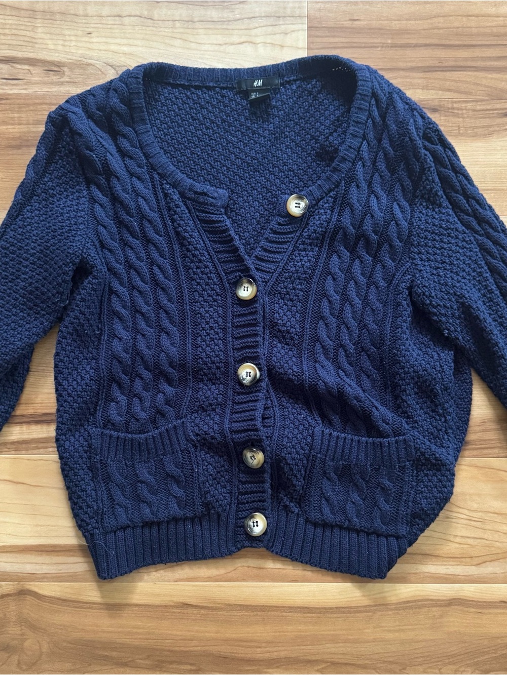 H&M Navy Cable Knit Button-Up Cardigan